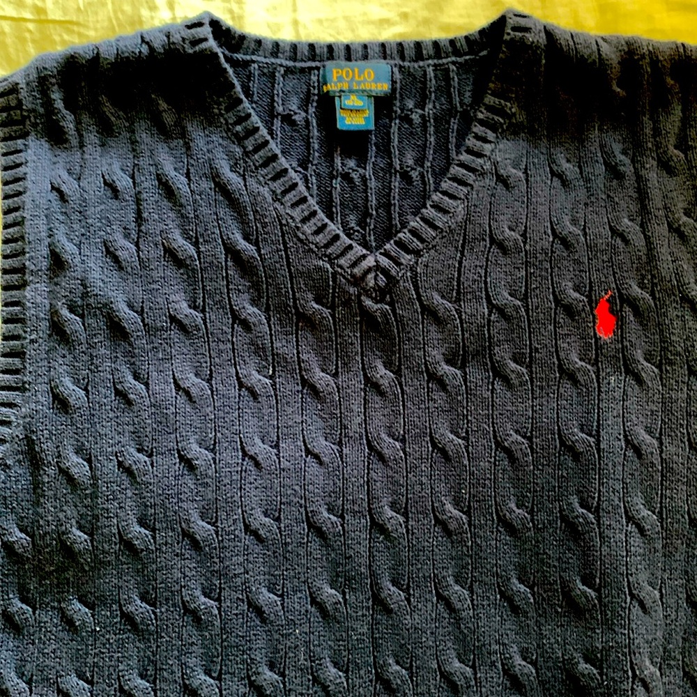 Big boys Ralph Lauren Polo navy blue knit vest